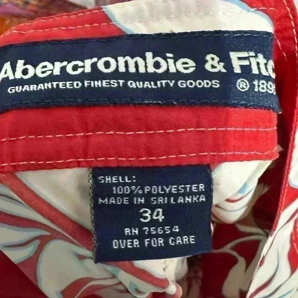 Abercrombie & Fitch Men’s Swim Trunks 34 Boardshorts Red White - Picture 4 of 6